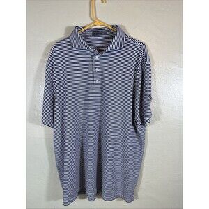 G Fore Navy Stripe Polo Shirt Men’s XXL Belize Golf Federation 4 Bottom Collar